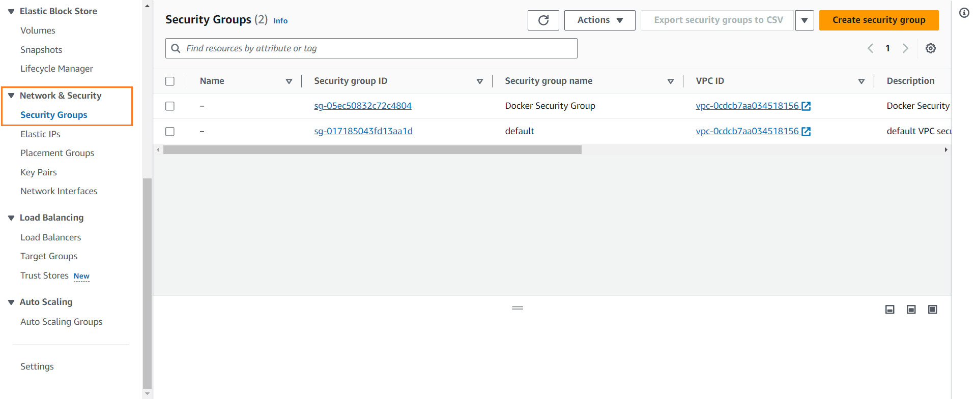 Select Security Group
