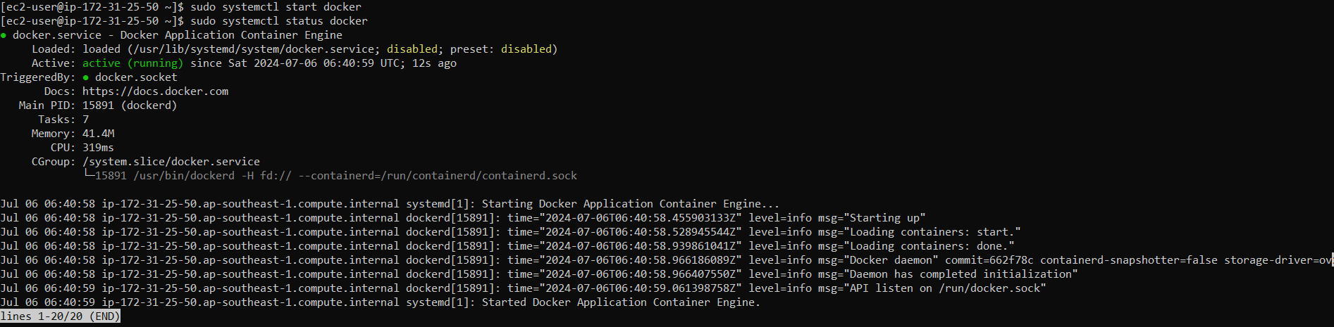 Start docker